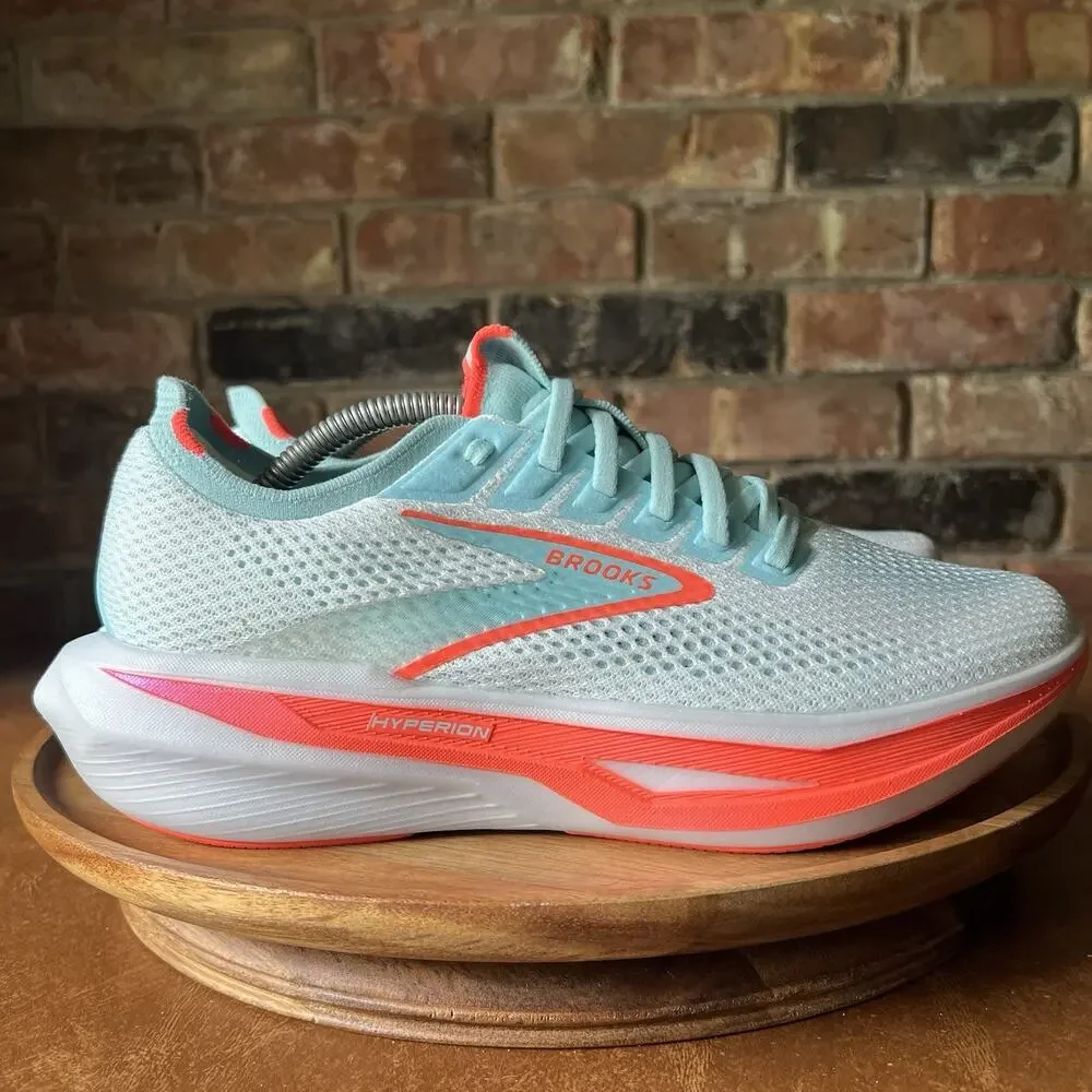 Brooks Hyperion 3 Womens 8.5 White Pink Clay Performance Running Shoes Sneakers - Picture 4 of 16